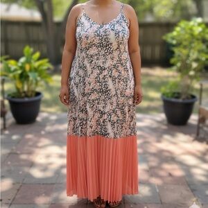 Perfectly Priscilla Sleeveless Animal Print Pleated Maxi Dress